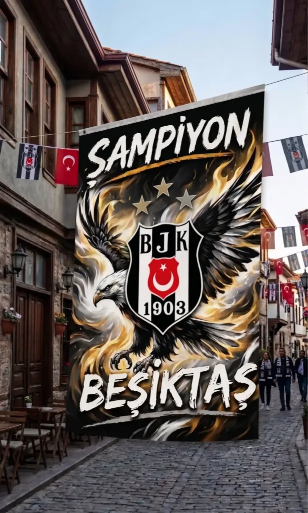 Beşiktaş 3 Yıldızlı Şampiyon Taraftar Bayrağı, Özel Tasarım Kartal Temalı