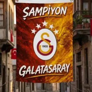 Galatasaray 5 Yıldızlı Şampiyon Taraftar Bayrağı, Aslan Temalı